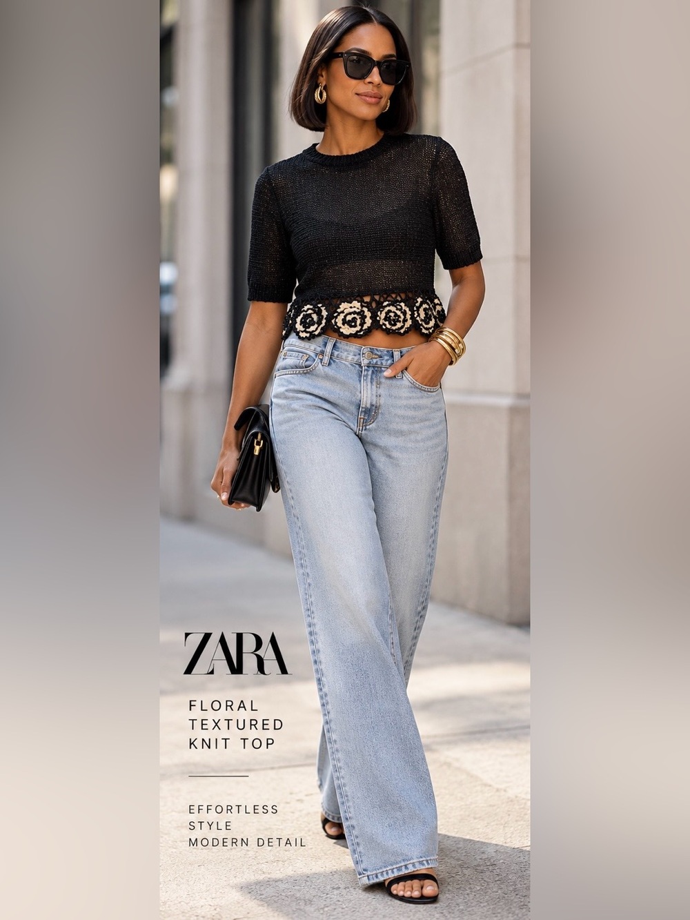 FLORAL TEXTURED KNIT TOP